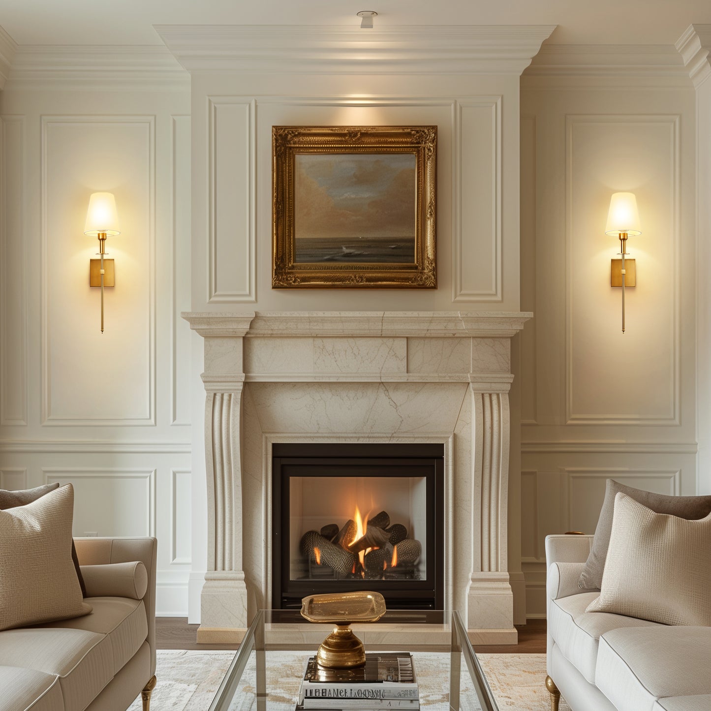 6 in. 1-Light Gold Wall Sconces with Bulbs, Rechargeable Wireless Wall Sconces Dimmable with Remote for Bedroom (2-Pack)