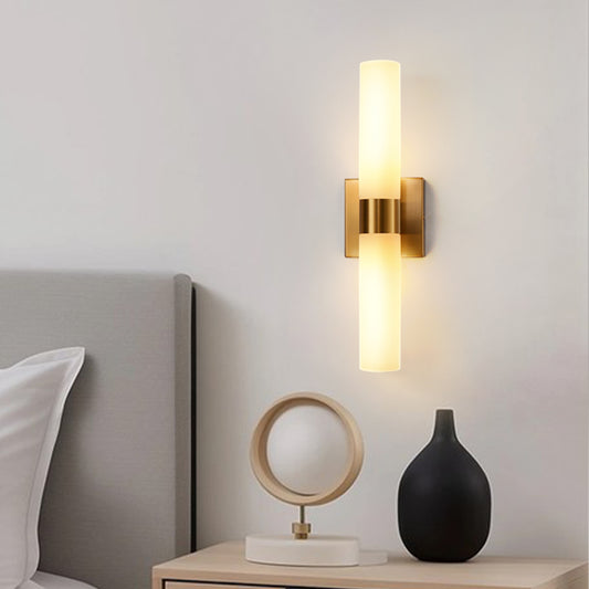 18 in. 2-Light Modern Gold Double Tube Wall Sconce, Sleek Up and Down Light Fixture for Bathroom, Bedroom, or Hallway