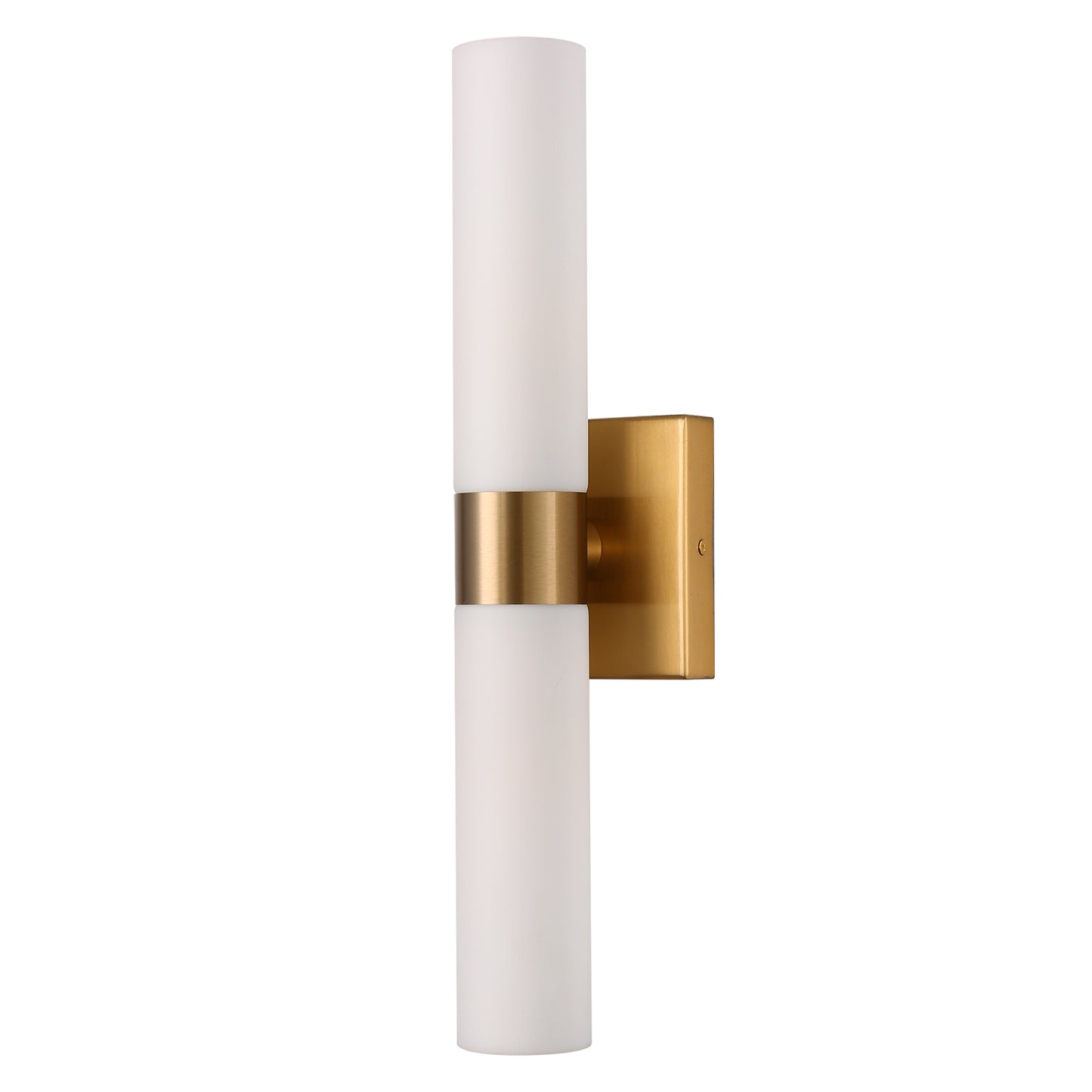18 in. 2-Light Modern Gold Double Tube Wall Sconce, Sleek Up and Down Light Fixture for Bathroom, Bedroom, or Hallway