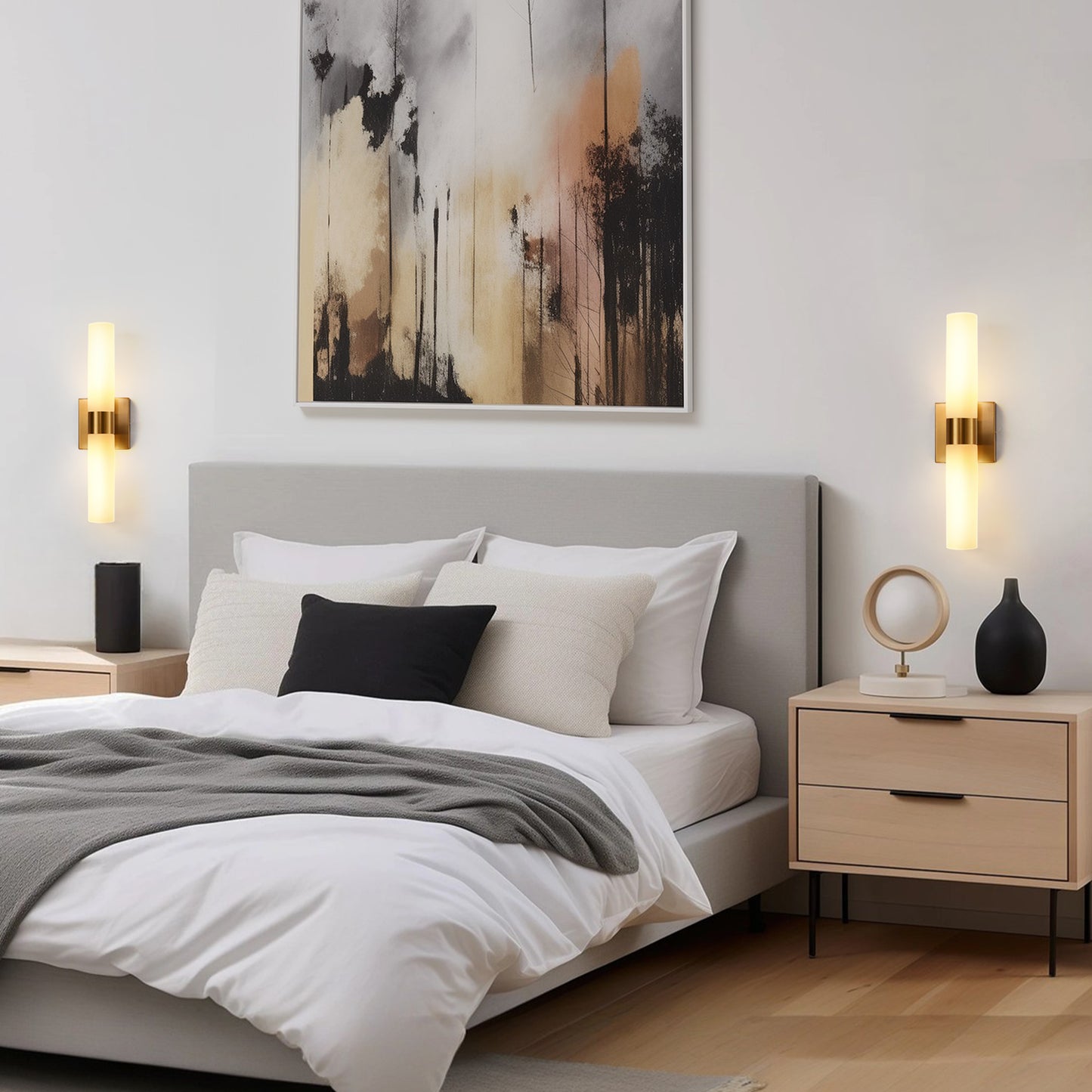 18 in. 2-Light Modern Gold Double Tube Wall Sconce, Sleek Up and Down Light Fixture for Bathroom, Bedroom, or Hallway