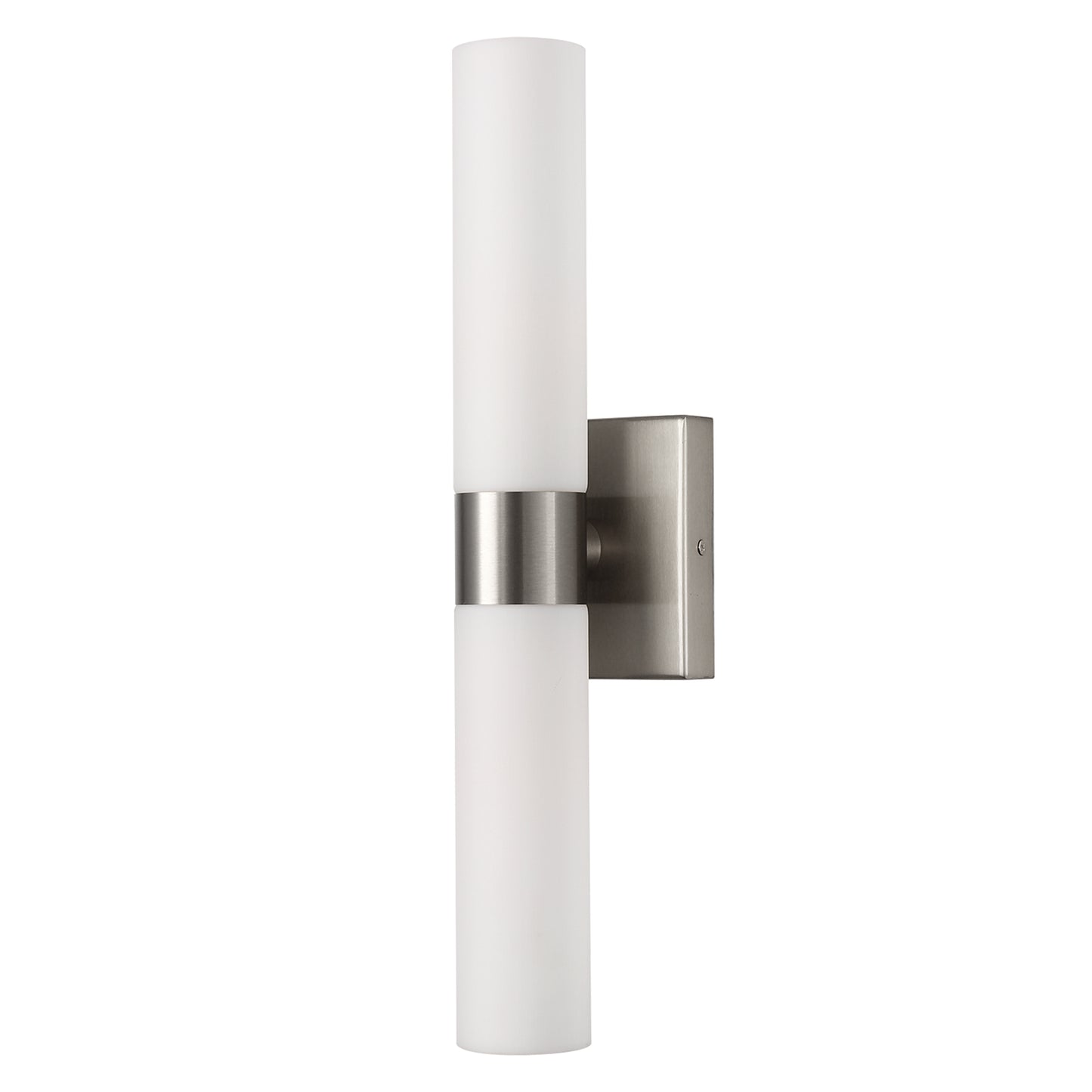18 in. 2-Light Brushed Nickel and White Double Tube Wall Sconce, Sleek Up and Down Light Fixture for Bathroom, Bedroom