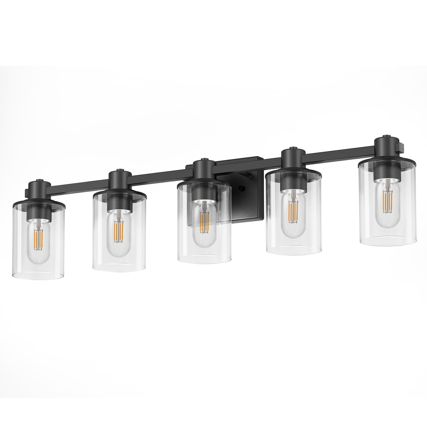 32 in. 5-Light Black Bathroom Vanity Light Fixture with Clear Glass Shades,Vanity Lights for Mirror, Hallway or Bathroom