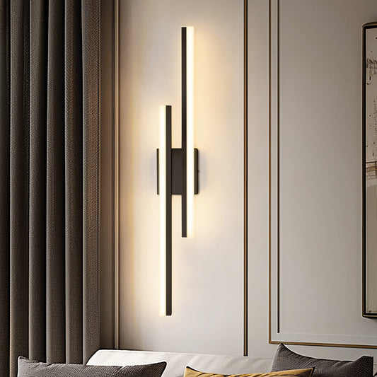 2-Light Modern Matte Black LED Wall Sconce with Frosted Acrylic Shade, Linear Sconce for Bedroom, Hallway, Living Room