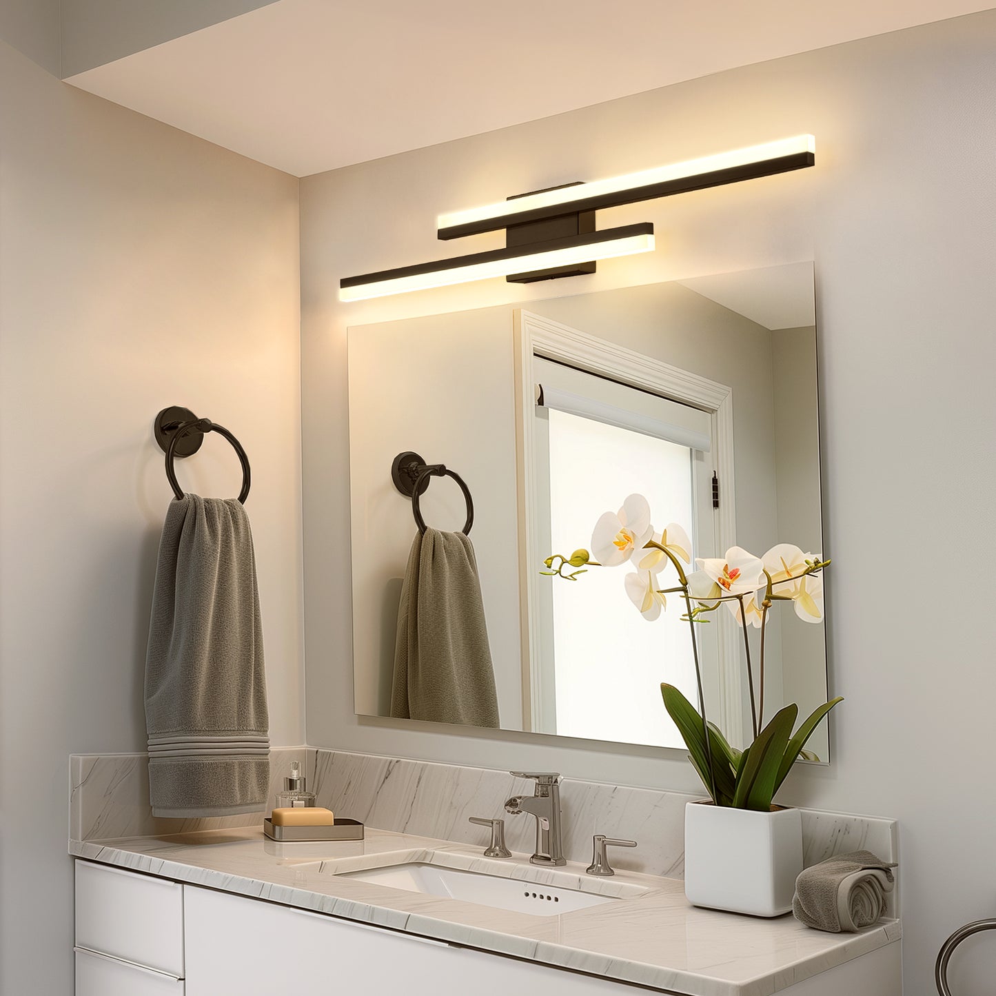 2-Light Modern Matte Black LED Wall Sconce with Frosted Acrylic Shade, Linear Sconce for Bedroom, Hallway, Living Room
