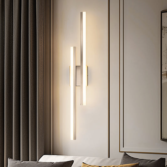 2-Light Minimalist Nickel LED Wall Sconce with Frosted Acrylic Shade, Modern Wall Light for Bedroom, Living Room