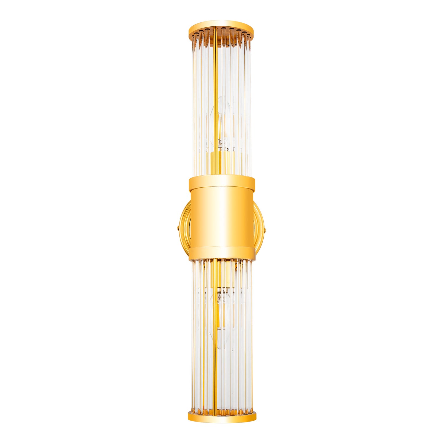 YANSUN 3 in. 2-Light Gold Vanity Light Fixture with Elegant Crystal Accents Bathroom Wall Sconce for Vanity