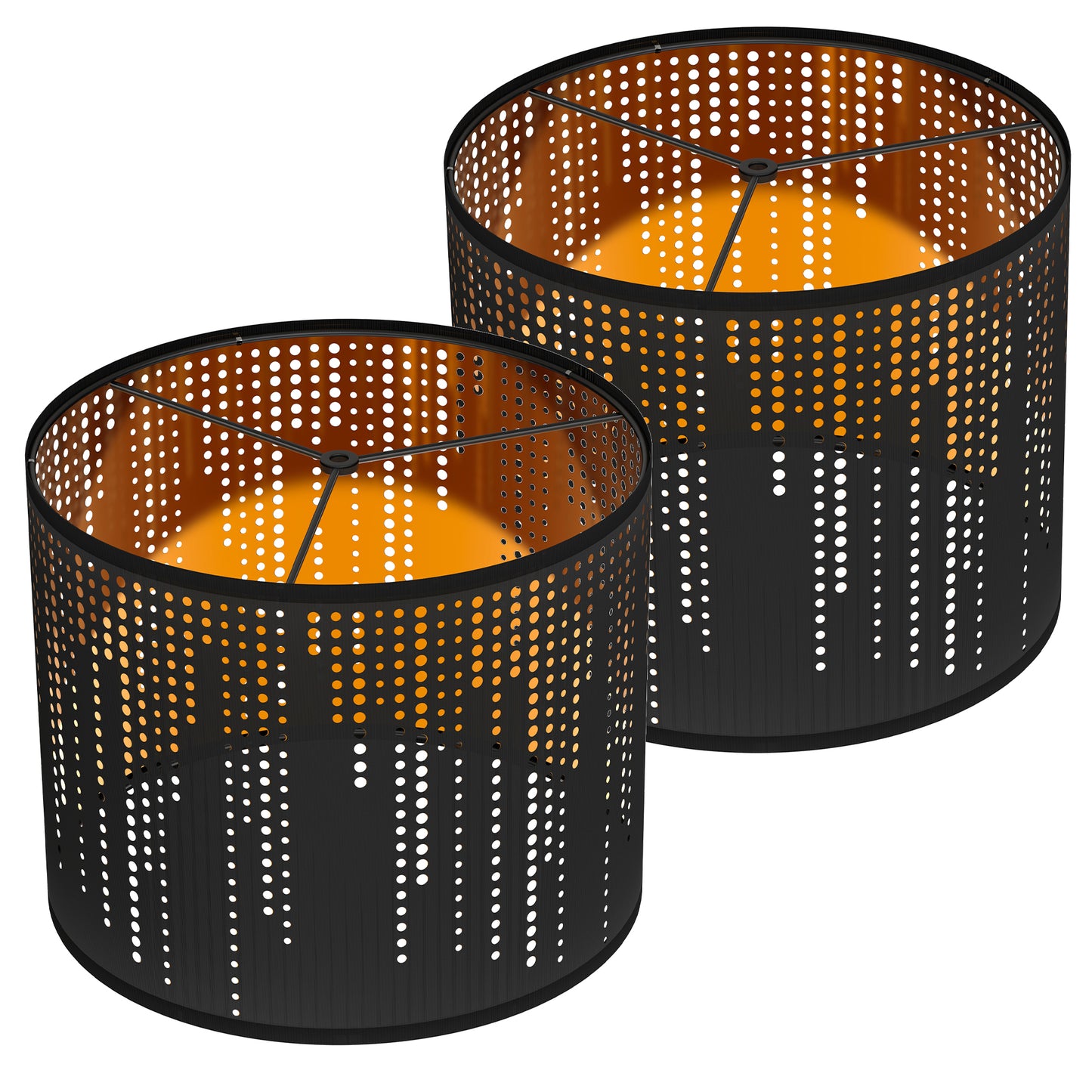 YANSUN 10 in. H Black Metal Drum Lamp Shade with Round Shade with Uno Fitter