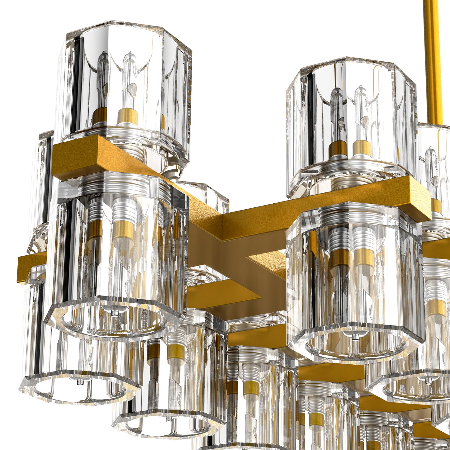 53 in. 60-Light Gold Crystal Rectangular Chandelier for Large Living Room, Dining Room