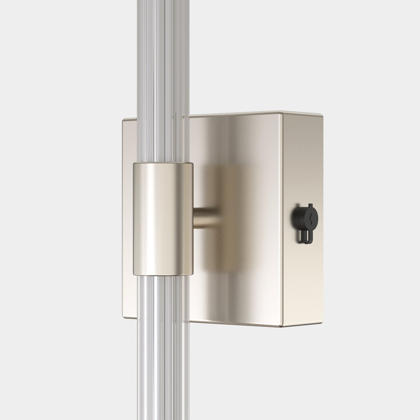 24 in. Nickel 1-Light LED Wall Sconce Set, Wireless Rechargeable Vanity Light Bar for Bedroom and Bathroom