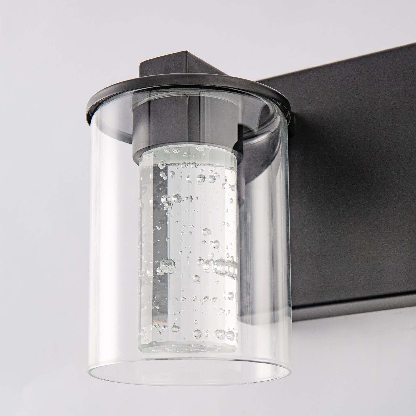 17 in. 3-Light Integrated LED Bathroom Black Vanity Light with Crystal Accents, Dimmable and Adjustable Lighting