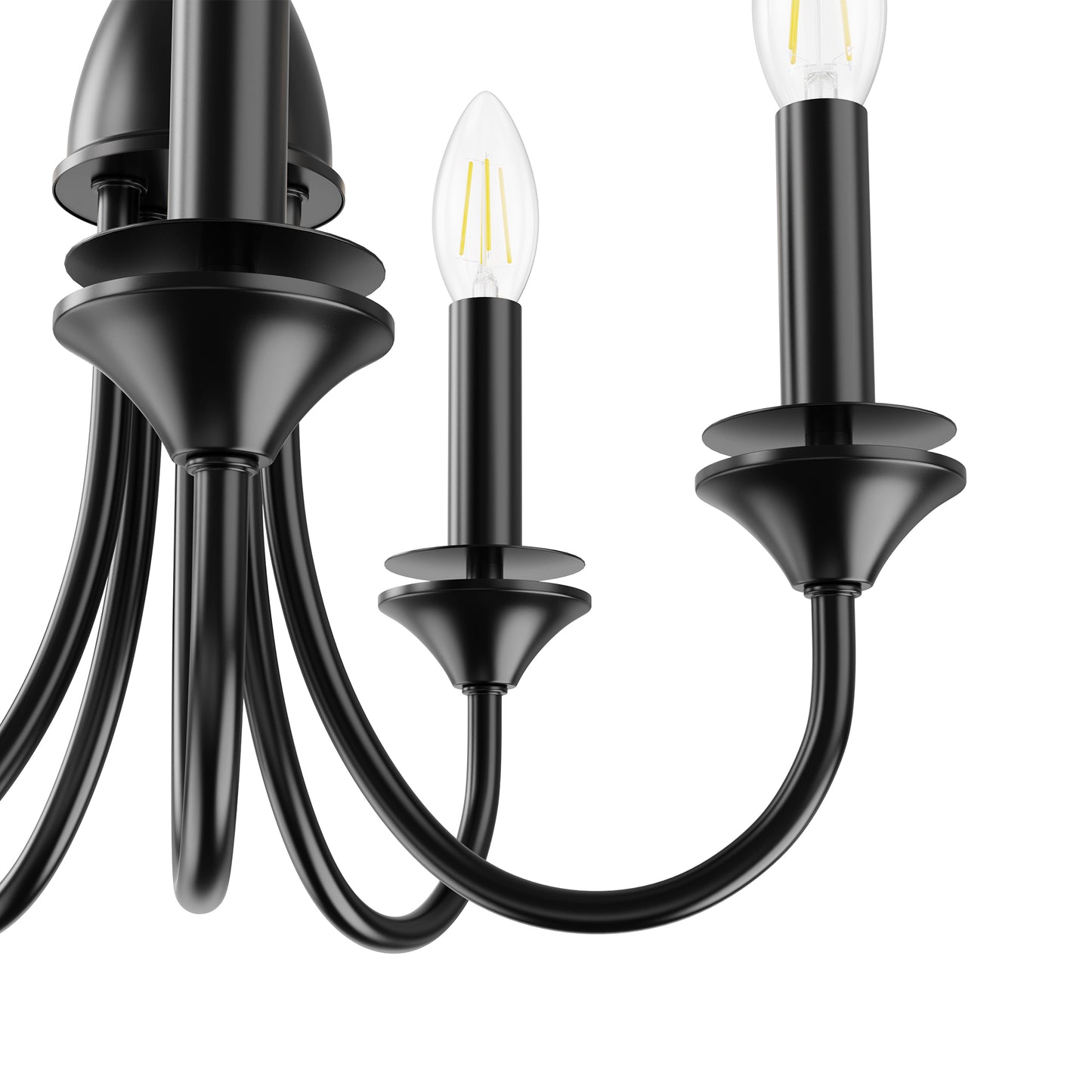 20 in. 5-Light Black Candle Style Empire Chandelier with Fabric Shades for Home Lighting
