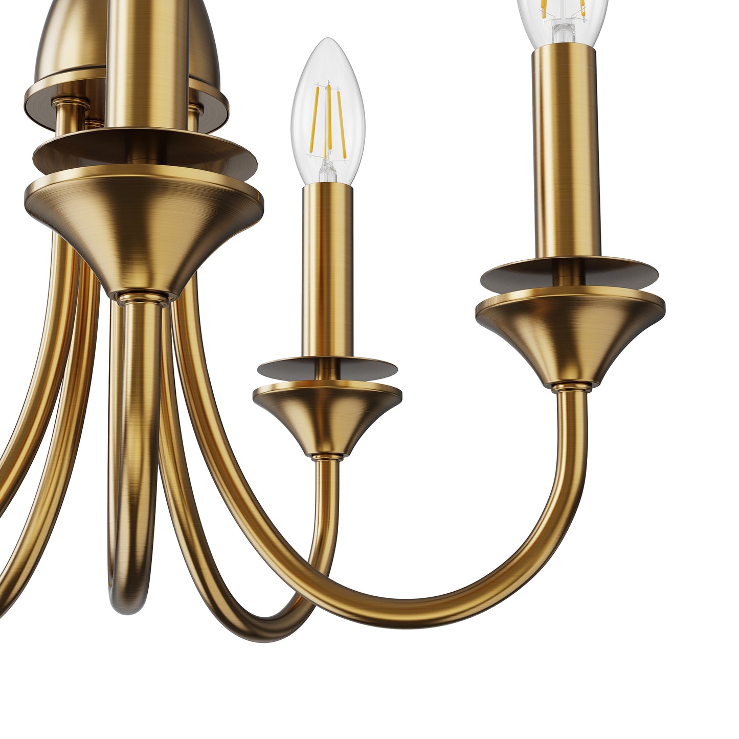 20 in. 5-Light Gold Candle Style Empire Chandelier with Black Fabric Shades for Home Lighting