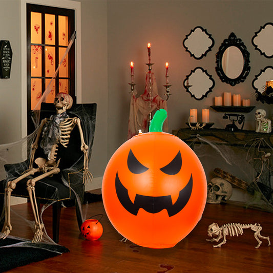 YANSUN Halloween Inflatable Pumpkin Decoration with Manual Pump and Colorful LED Lights