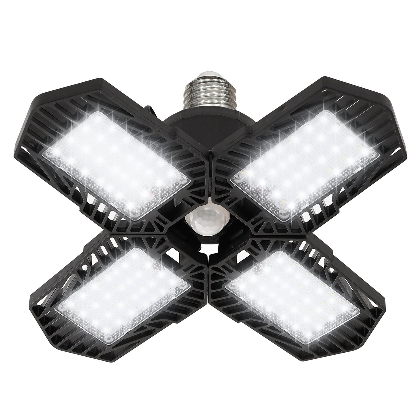 11 in. 60-Watt Black Motion Sensor LED Flush Mount Adjustable LED Garage Light with Foldable Panels