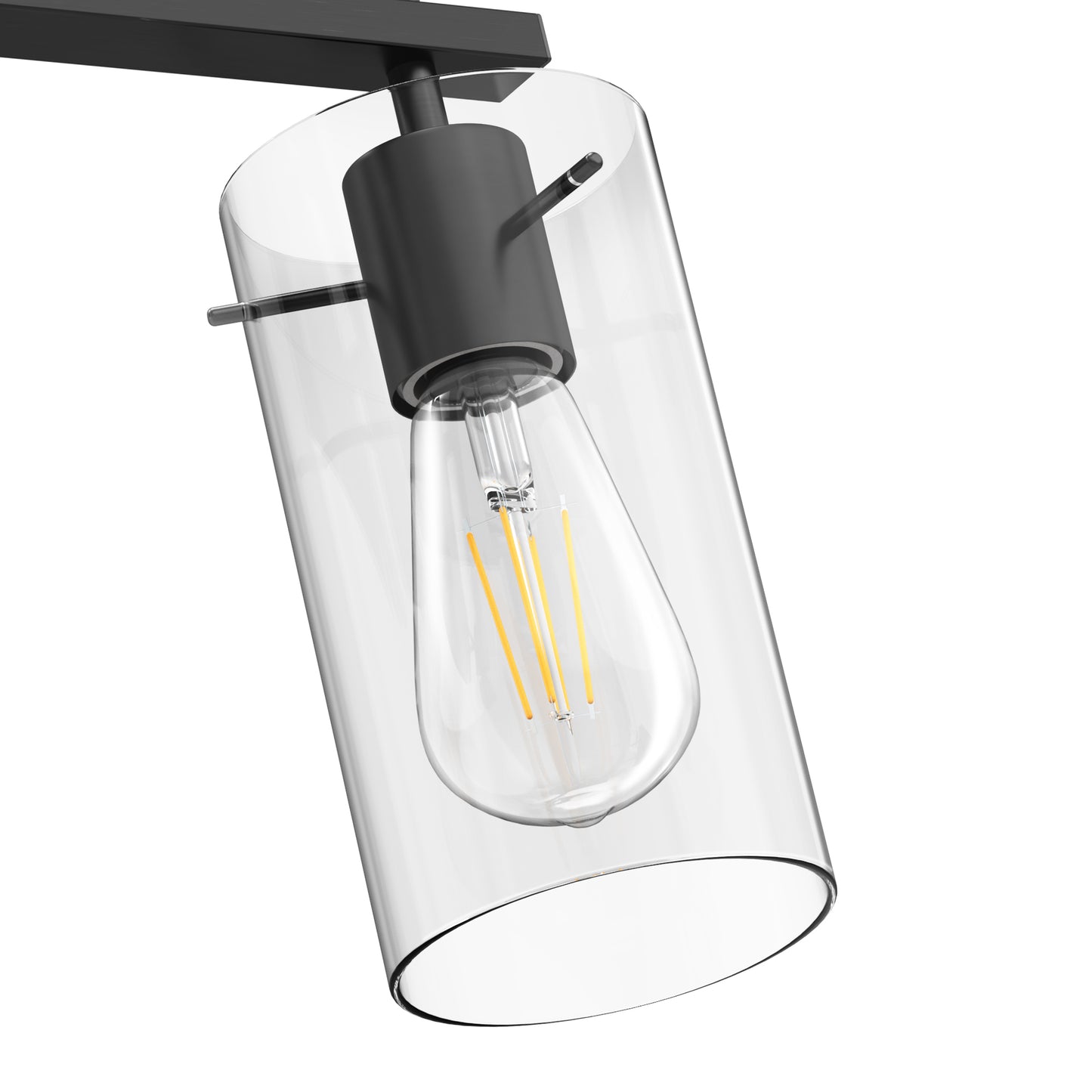 20 in. 3-Light Bathroom Fixture,Matte Black Metal Vanity Light with Clear Glass Shades, Modern Bathroom Lighting