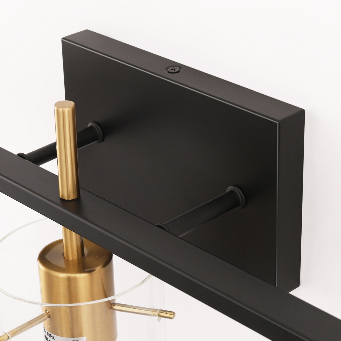 20 in. 3-Light Bathroom Fixture, Black and Gold Metal Vanity Light Frame with Clear Glass Shades