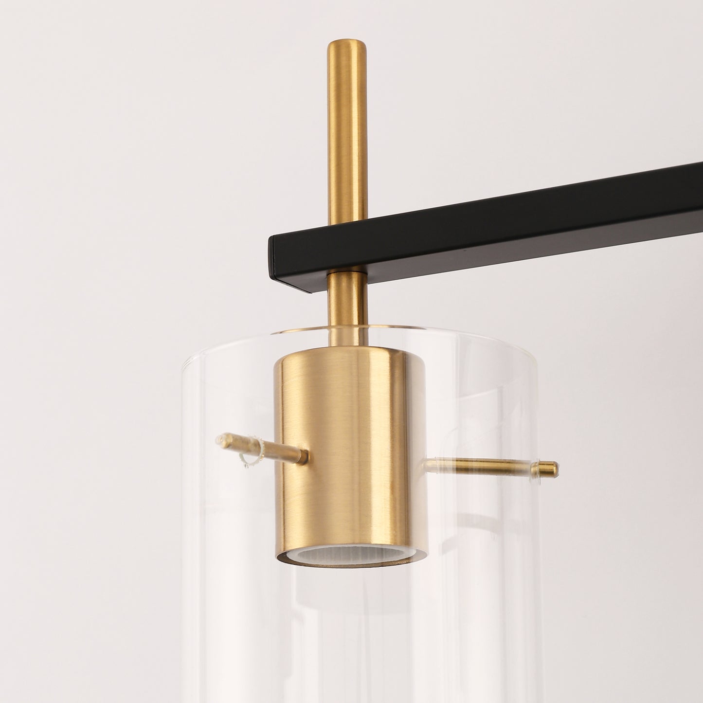 20 in. 3-Light Bathroom Fixture, Black and Gold Metal Vanity Light Frame with Clear Glass Shades