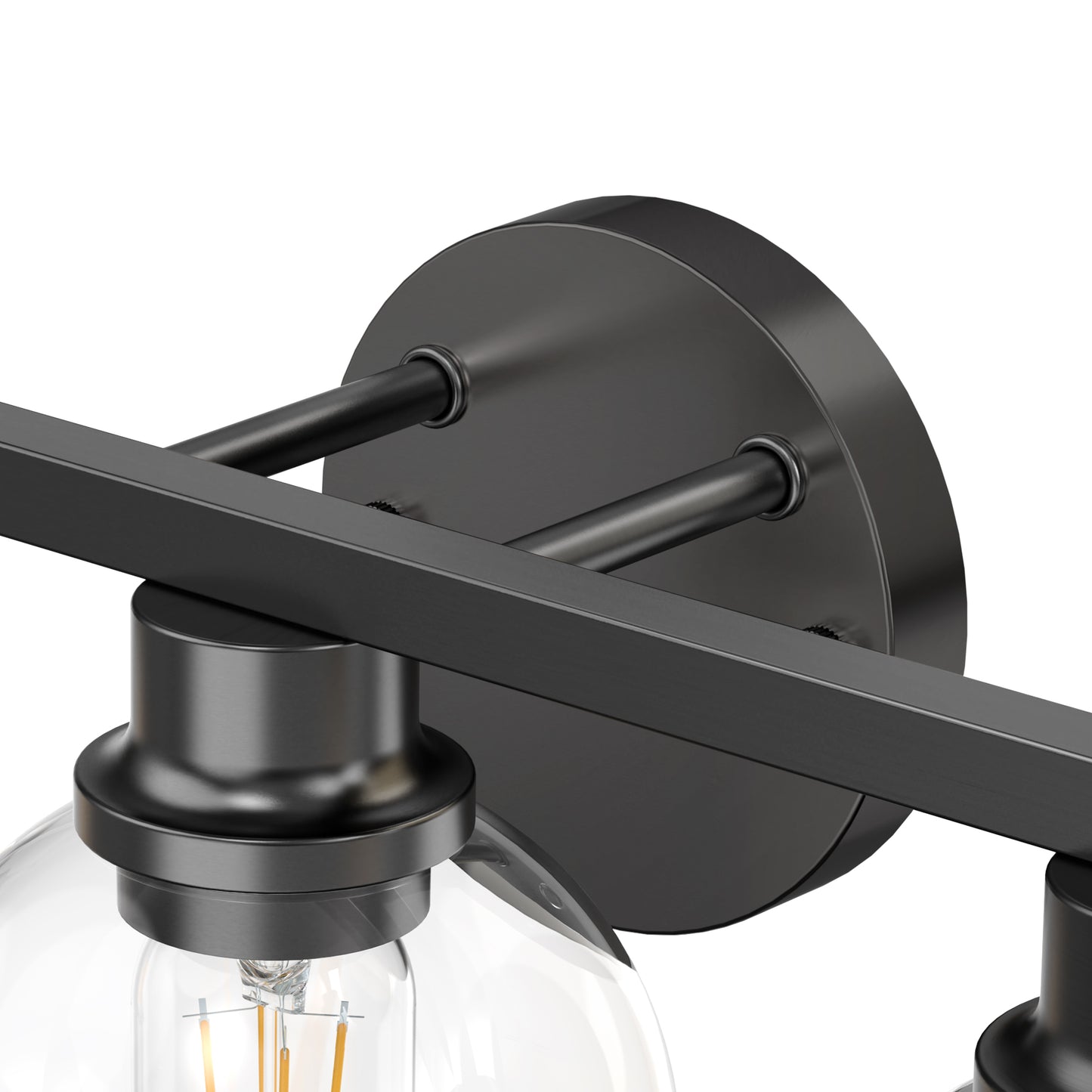 19 in. 3-Light Black Bathroom Vanity Light, LED Interior Powder Room Lighting with Clear Globe Shades