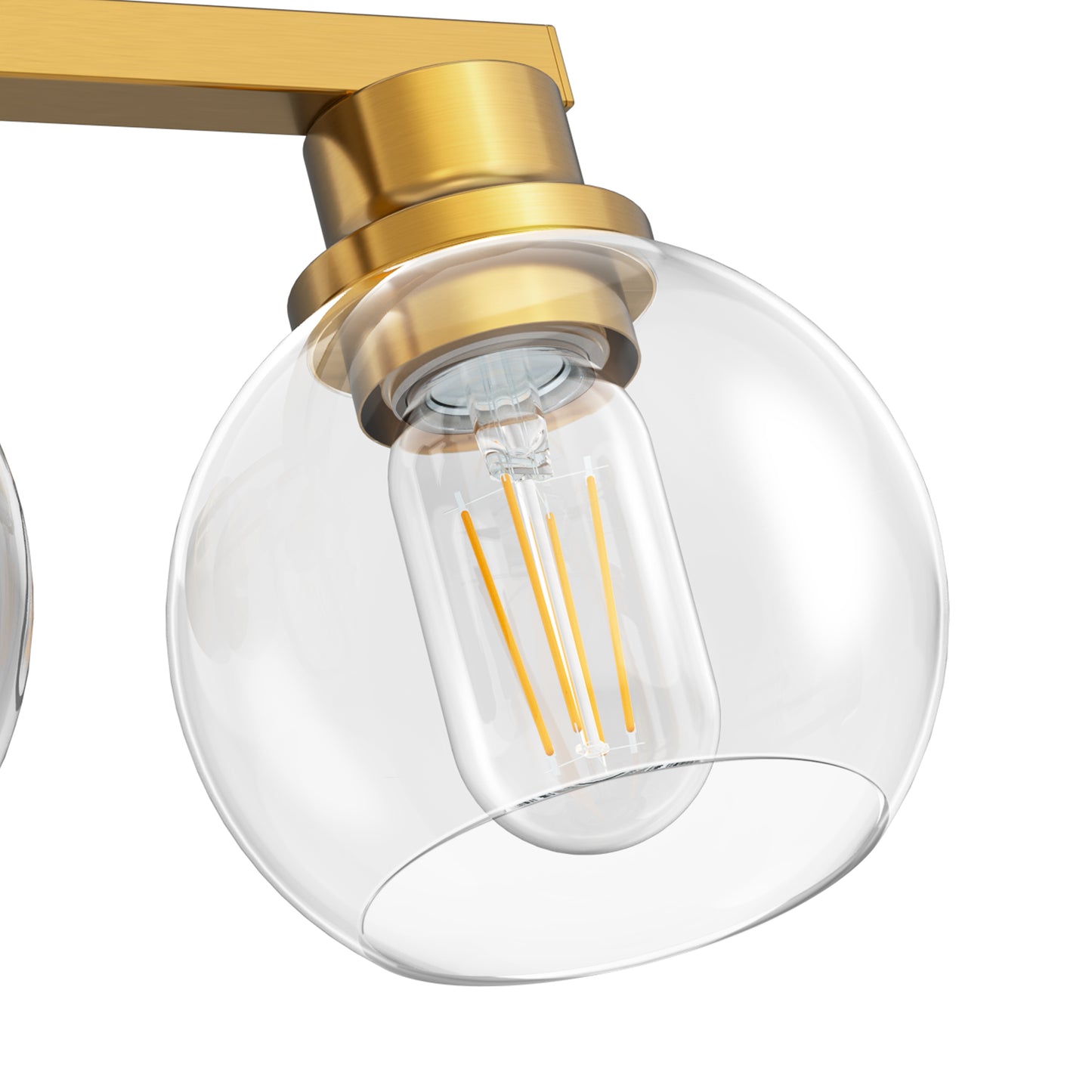 19 in. 3-Light Gold Bathroom Vanity Light, LED Interior Powder Room Lighting with Clear Globe Shades