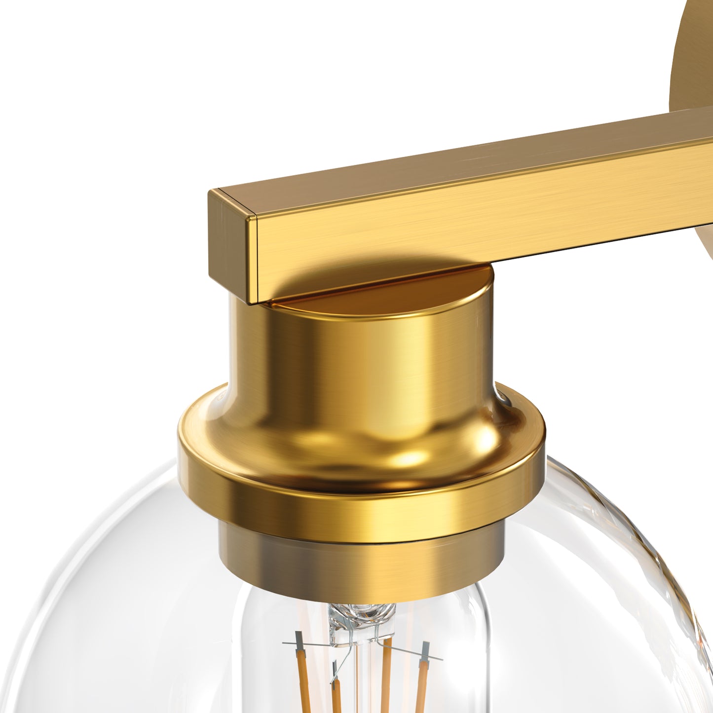 19 in. 3-Light Gold Bathroom Vanity Light, LED Interior Powder Room Lighting with Clear Globe Shades