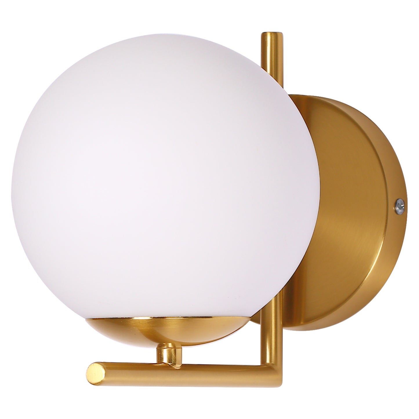 YANSUN 6.7 in. 1-Light Modern Indoor Wall Sconce in Brass Finish with Globe Shade, E26 Base, for Bedroom, Living Room, Hallway