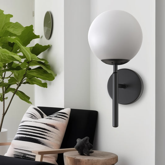 5.91 in. 1-Light Black Modern Globe Wall Sconce with Frosted Glass Shade for Bedroom Hallway