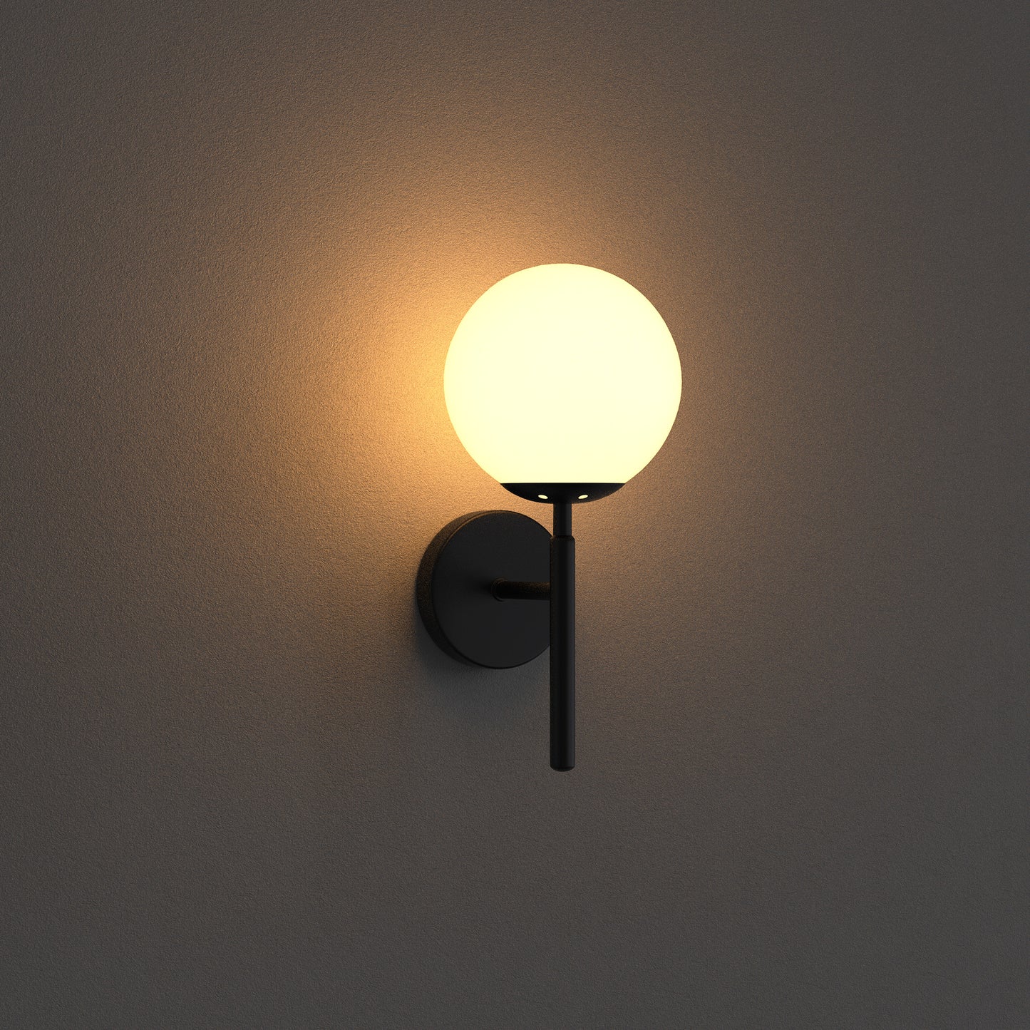 5.91 in. 1-Light Black Modern Globe Wall Sconce with Frosted Glass Shade for Bedroom Hallway