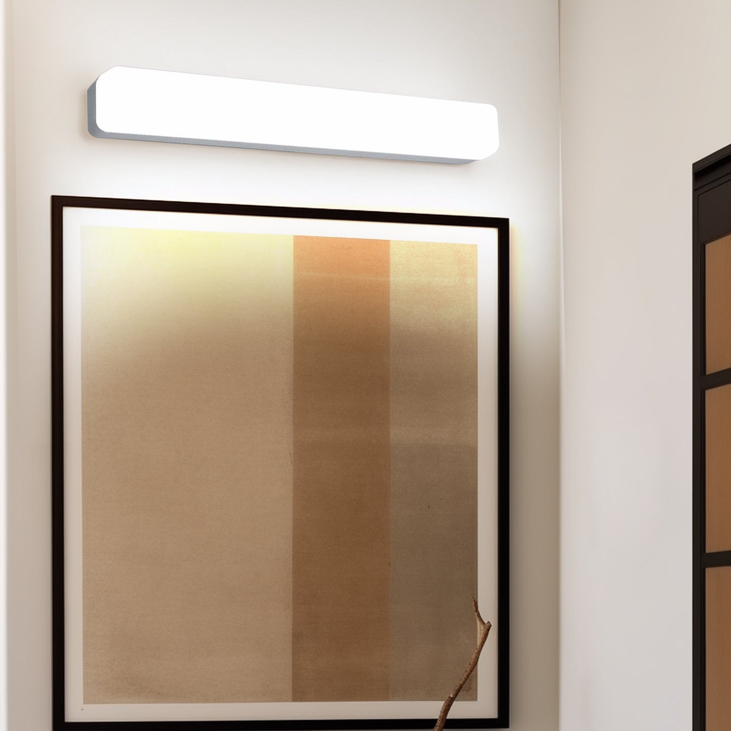 24 in. 1-Light Integrated LED Matte Black Modern Rectangle Vanity Light Bar Wall Fixture for Bathroom Mirror (2-Pack)
