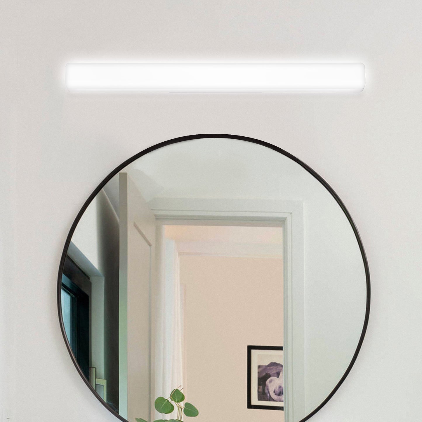 24 in. 1-Light Integrated LED Matte Black Modern Rectangle Vanity Light Bar Wall Fixture for Bathroom Mirror (2-Pack)