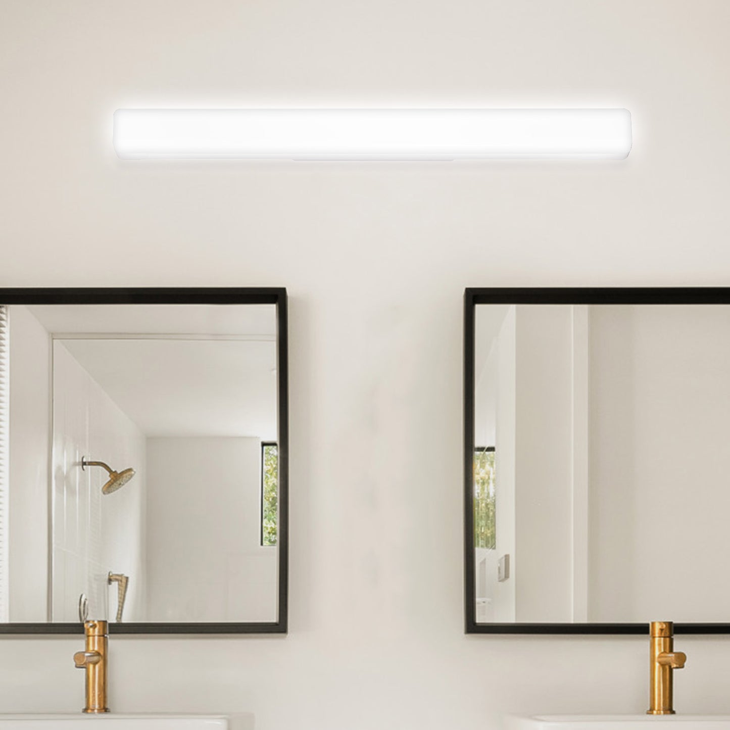 24 in. 1-Light Integrated LED Matte Black Modern Rectangle Vanity Light Bar Wall Fixture for Bathroom Mirror (2-Pack)