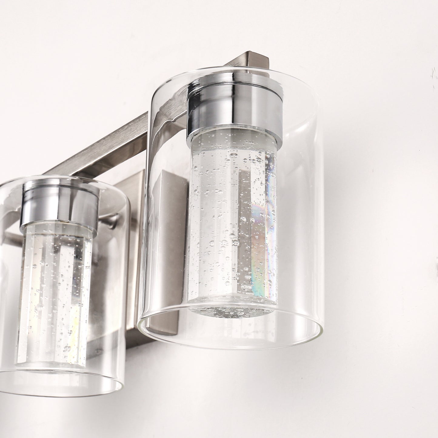 26 in. 28-Watt 4-Light Brushed Nickel Crystal LED Integrated Vanity Light for Bathroom, 3000/4000/6000K Adjustable
