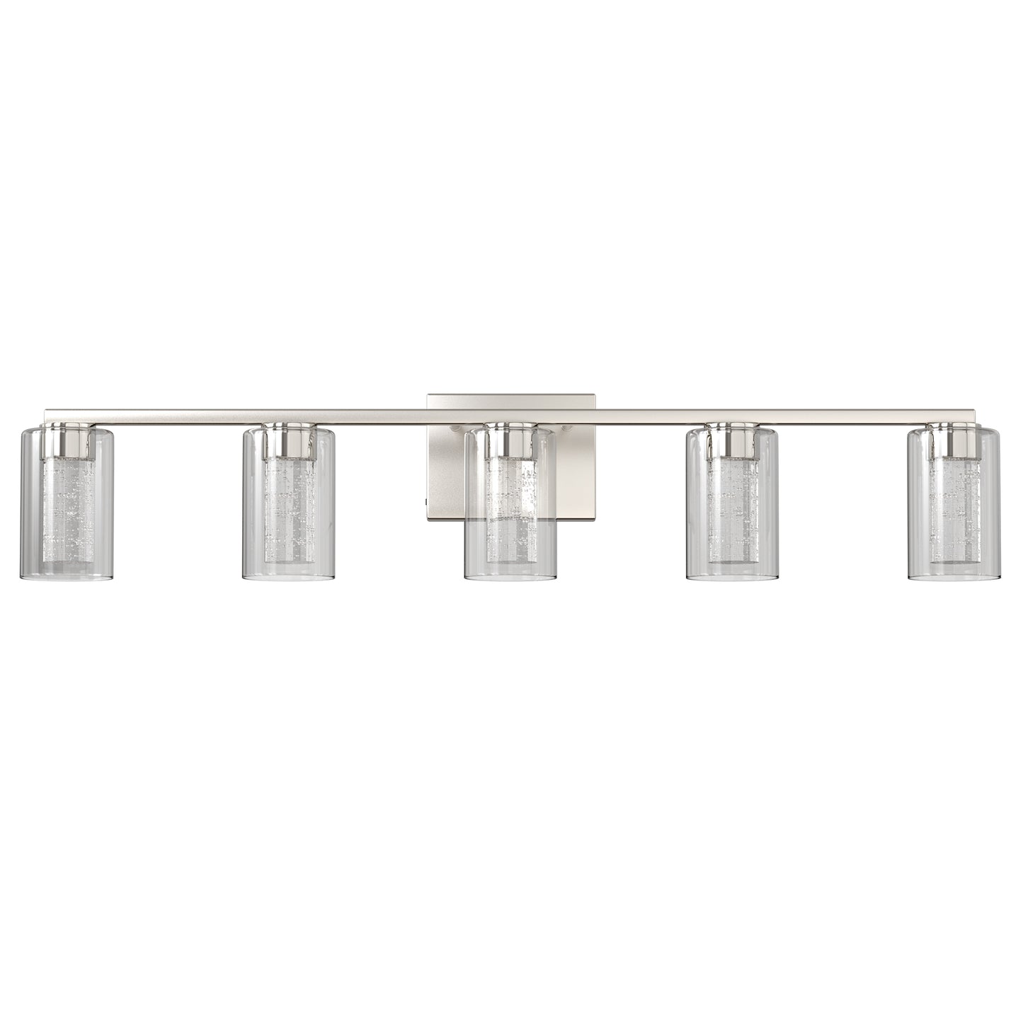 33 in. 35-Watt 5-Light Brushed Nickel Crystal LED Integrated Vanity Light for Bathroom, 3000/4000/6000K Adjustable