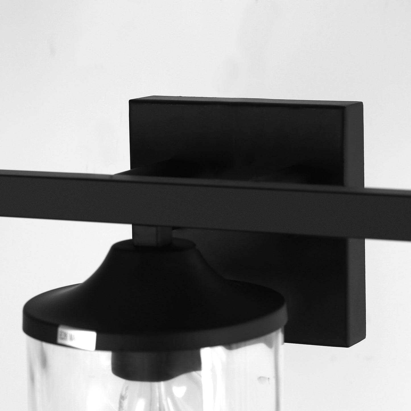 23.2 in. 3-Light Matte Black Linear Classic Modern Bathroom Vanity Light Wall Light with Clear Hammered Glass Shades