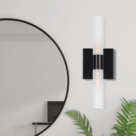 13.9in 2-Light Modern Indoor Wall Sconces with Frosted Glass perfect for bedroom, hallway, living room, bathroom, and study, Non-Integrated Light Source, G9 Socket, No Bulbs Included