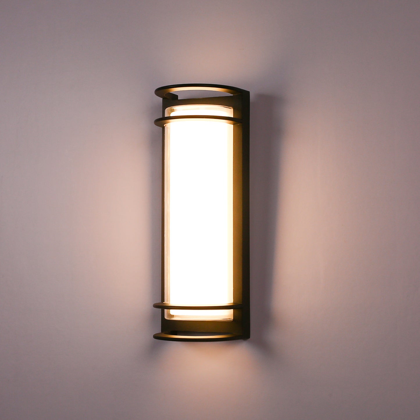 6.22 in. 1-Light Black Outdoor Integrated LED Outdoor Hardwired Wall Sconce with Cylinder Shade