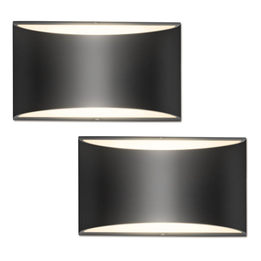 8.03 in. 1-Light Black Modern Lantern Wall Sconce, Up and Down Wall Mount Light Living Room Bedroom Hallway (2-Pack)