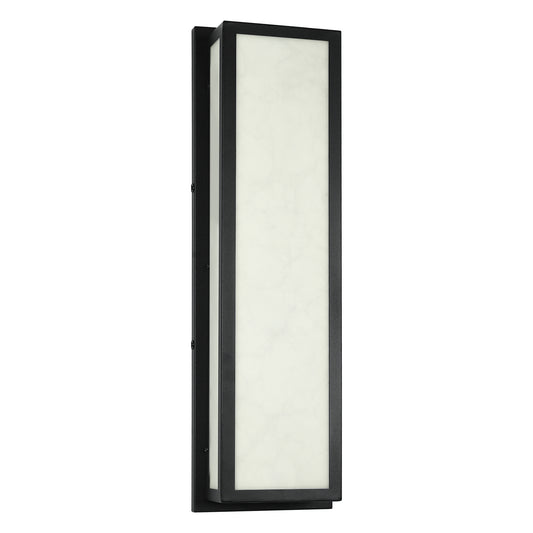 25 in. 30-Watt Black Outdoor Rectangle Hardwired Integrated LED Lantern Wall Sconce with Resin Shade 3000K Waterproof