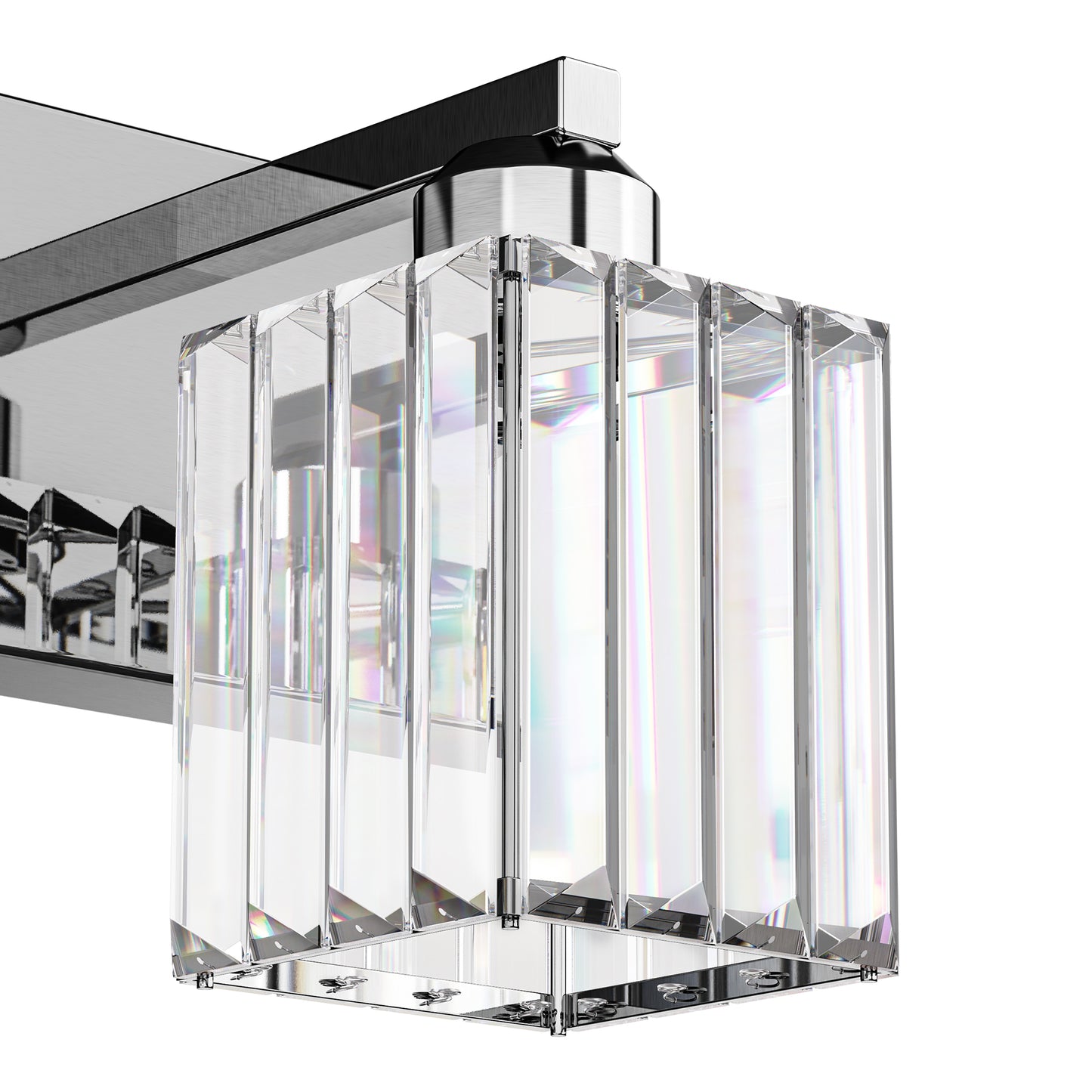 24 in. 3-Light Elegant Crystal Bathroom Integrated LED Vanity Light, Chrome Finish with Clear Glass Shades
