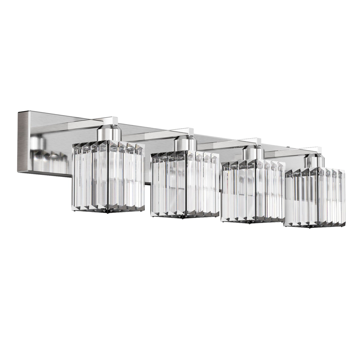 32 in. 4-Light Modern Chrome Bathroom Integrated LED Vanity Light Fixture with Clear Crystal Shades
