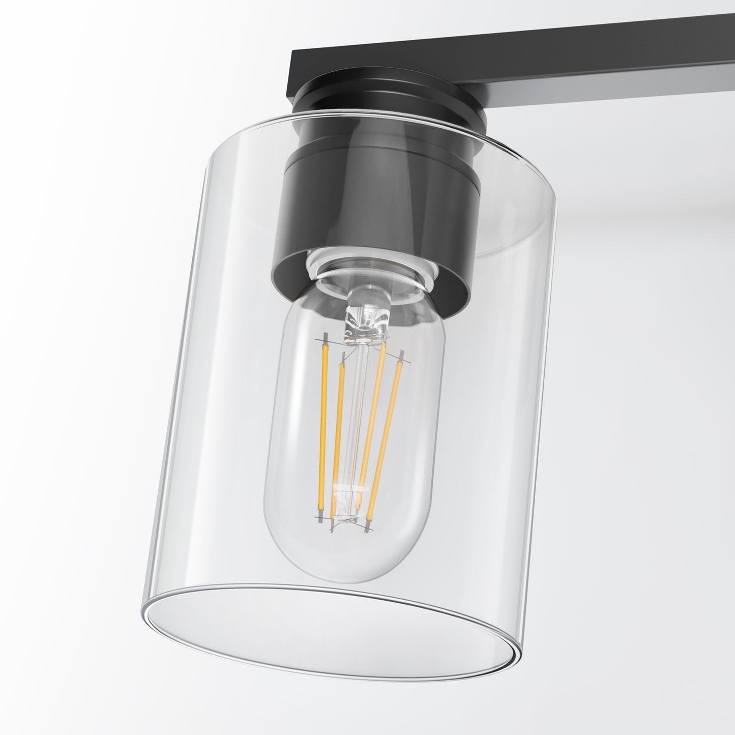 18 in. 3-Light Black Vanity Light with Clear Glass Shades for Bathroom
