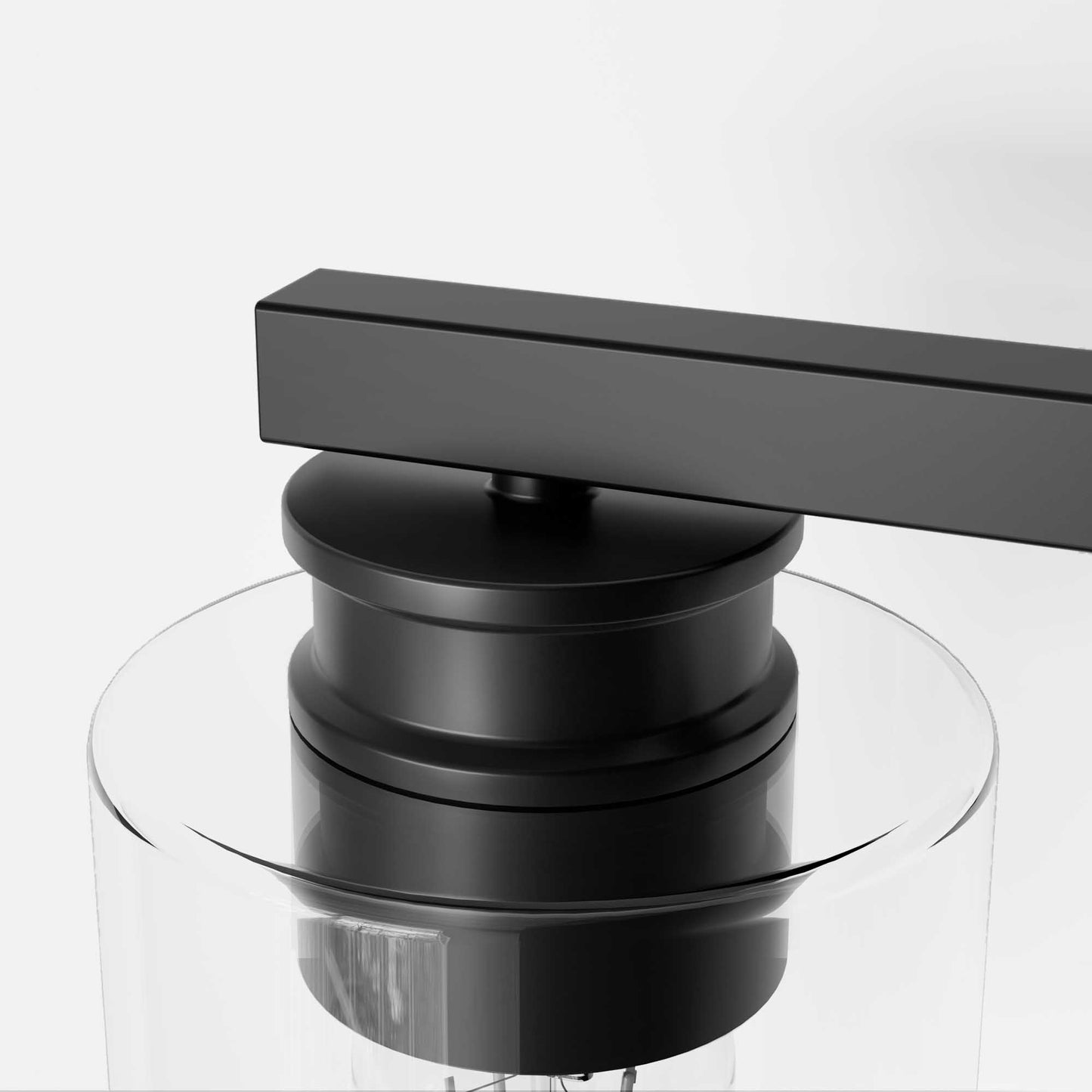 18 in. 3-Light Black Vanity Light with Clear Glass Shades for Bathroom