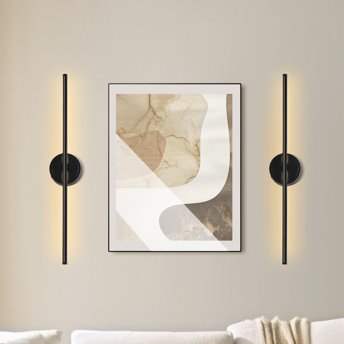 350° Rotate Black Dimmable Wireless Integrated LED Wall Sconce with Remote, Sconce Wall Decor for Living Room(2-Pack)