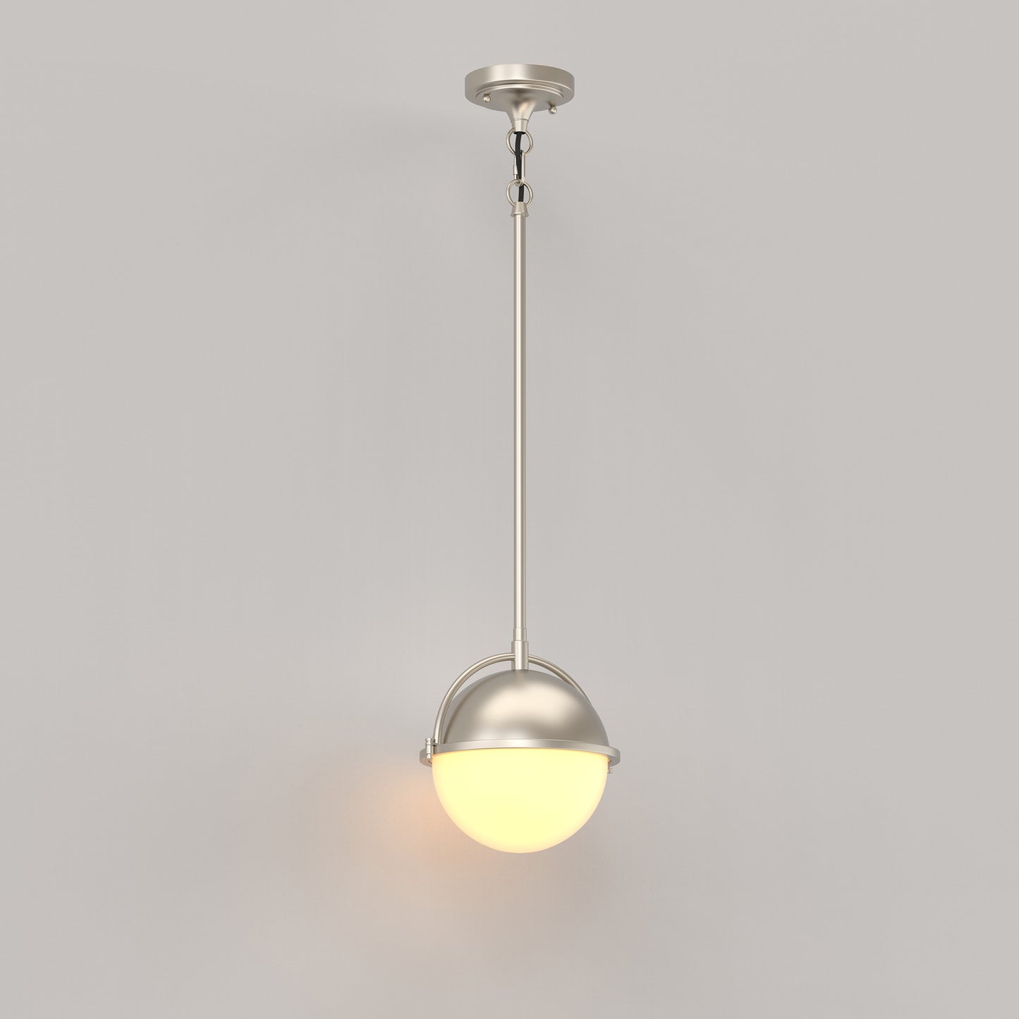 1-Light Brushed Nickel Mini-Pendant Light with Frosted Glass Shade