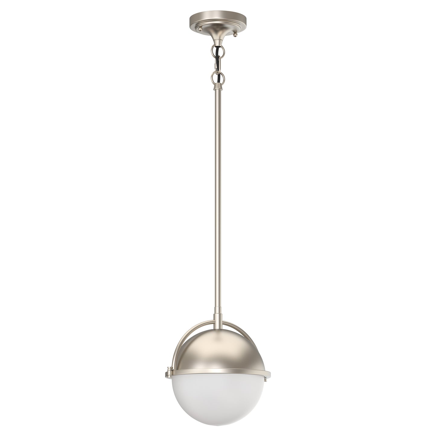 1-Light Brushed Nickel Mini-Pendant Light with Frosted Glass Shade