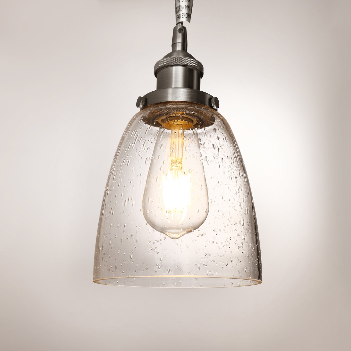 6 in.1-Light Brushed Nickel Industrial Glass Pendant Light, Hanging Ceiling Fixture for Kitchen, Bar, and Dining Room