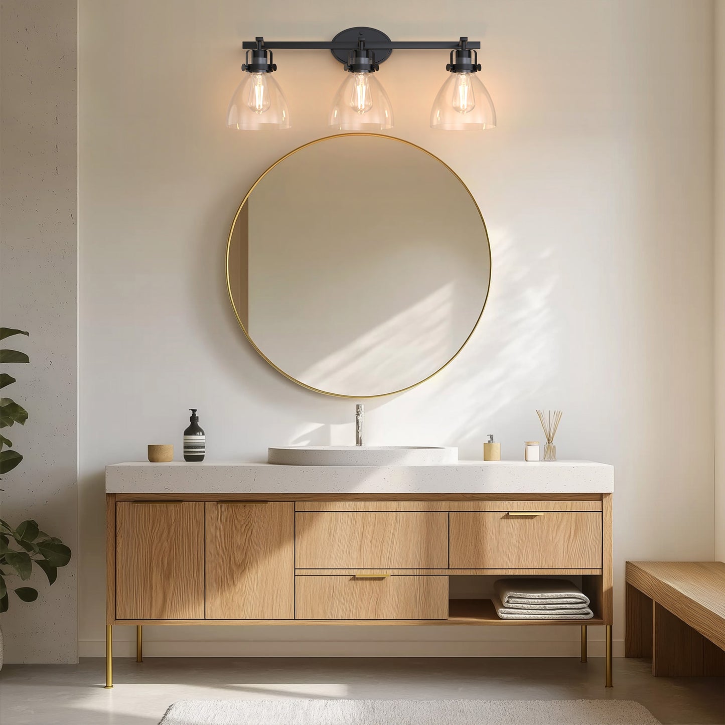 29 in. 3-Light Vanity Light, Affordable Bathroom Fixture for Bright Lighting