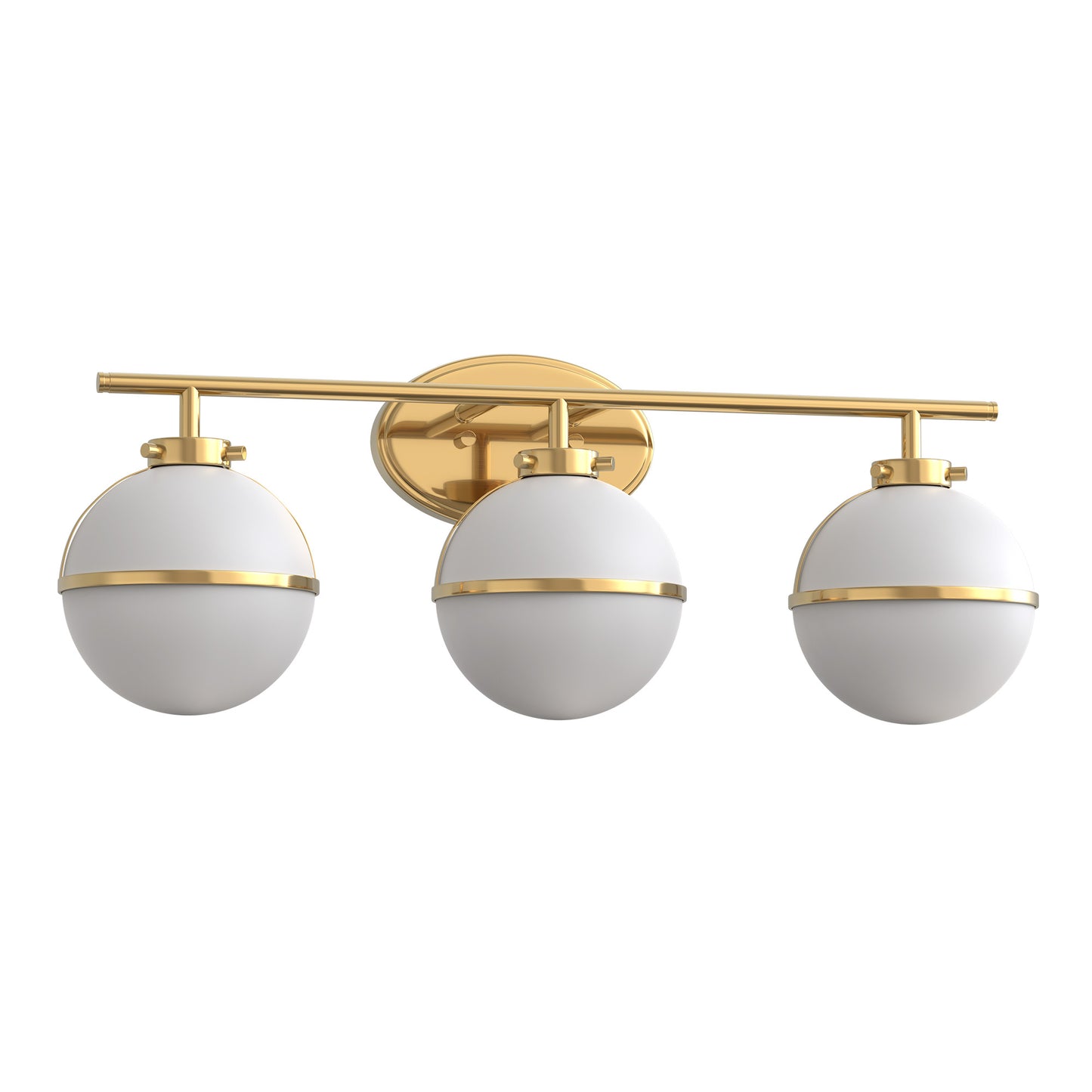 24 in. Modern 3-Light Bathroom Vanity Light with Farmhouse Heritage Brass Globe Shade