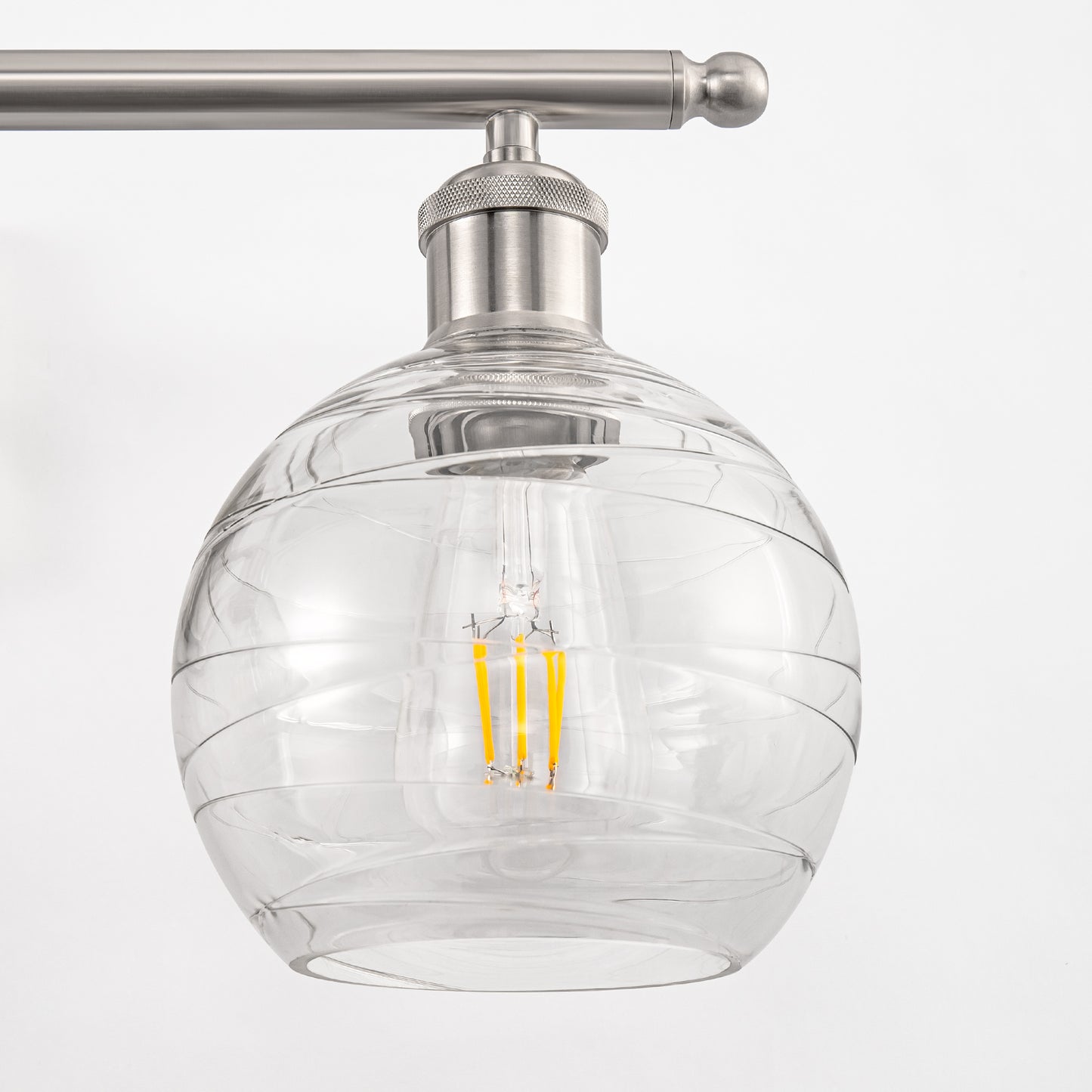 23 in. 3-Light Brushed Nickel Vanity Light with Clear Globe Glass Shades for Vanity or Powder Room