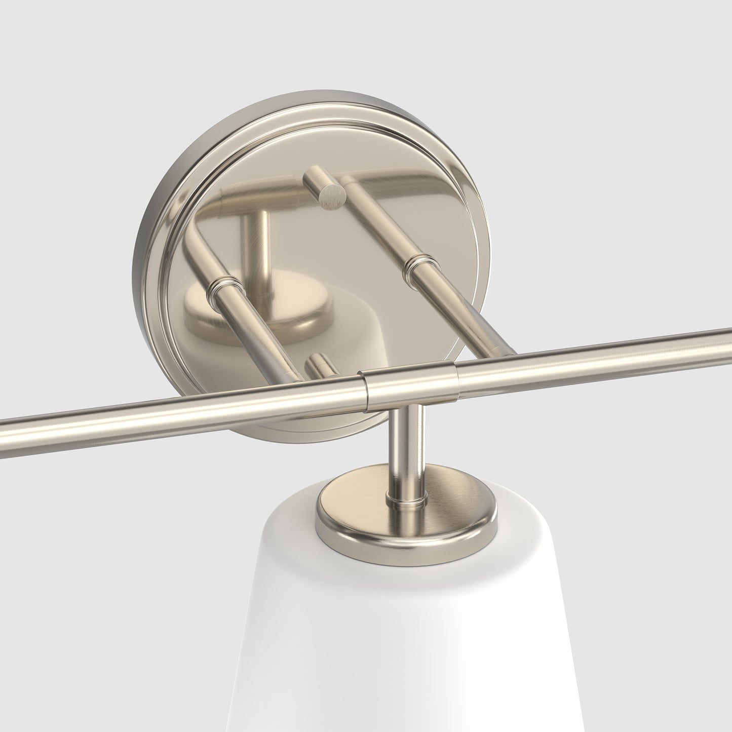 23 in. Modern 3-Light Brushed Nickel Vanity Light with Soft White Glass for Bathroom