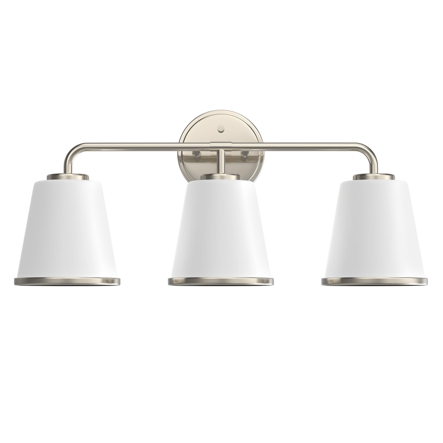23 in. Modern 3-Light Brushed Nickel Vanity Light with Soft White Glass for Bathroom